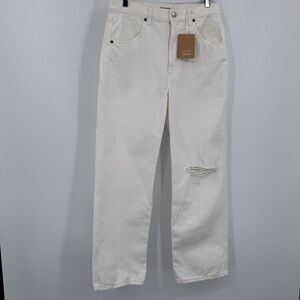 Reformation Jeans Cowboy high rise straight leg white distressing knee new 29